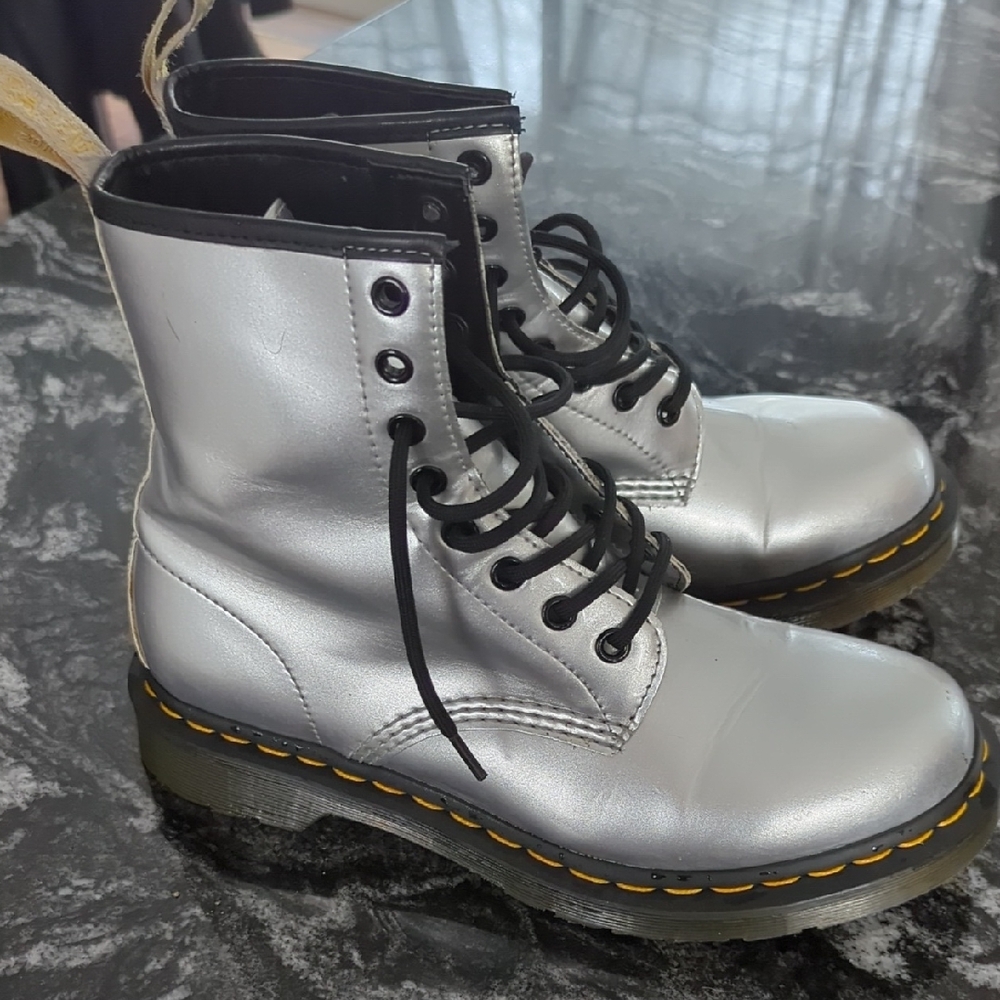 Dr. Martens Silver Combat Boots